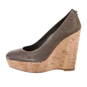 Stuart Weitzman Corkswoon Glitter Wedge